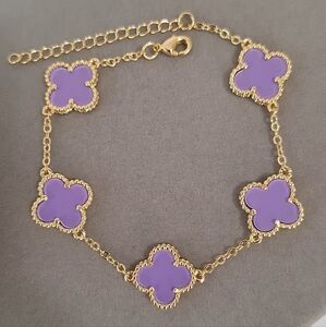 Purple Enamel Five Clovers Bracelet